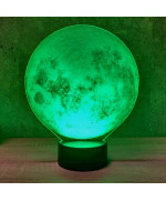 Lampe illusion 3D en verre acrylique gravée au laser représentant la lune.