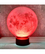 Lampe illusion 3D en verre acrylique gravée au laser représentant la lune.