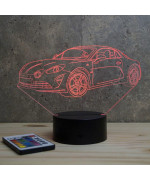 Lampe illusion 3D en verre acrylique gravée au laser représentant une voiture Alpine A110 2020.