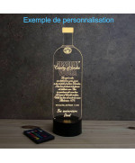 Lampe illusion 3D en verre acrylique gravée au laser représentant une bouteille de Vodka.