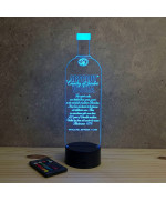 Lampe illusion 3D en verre acrylique gravée au laser représentant une bouteille de Vodka.