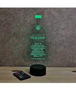 Lampe illusion 3D en verre acrylique gravée au laser représentant une bouteille de Vodka.