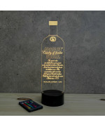 Lampe illusion 3D en verre acrylique gravée au laser représentant une bouteille de Vodka.