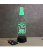 Lampe illusion 3D en verre acrylique gravée au laser représentant une bouteille de Whisky .