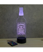 Lampe illusion 3D en verre acrylique gravée au laser représentant une bouteille de Whisky .