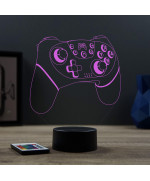 Lampe illusion 3D en verre acrylique gravée au laser représentant une Manette de jeu Nintendo.