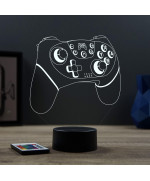 Lampe illusion 3D en verre acrylique gravée au laser représentant une Manette de jeu Nintendo.