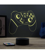 Lampe illusion 3D en verre acrylique gravée au laser représentant une Manette de jeu Nintendo.
