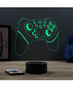 Lampe illusion 3D en verre acrylique gravée au laser représentant une Manette de jeu Nintendo.