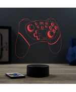 Lampe illusion 3D en verre acrylique gravée au laser représentant une Manette de jeu Nintendo.