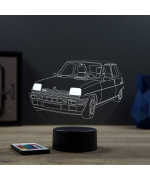 Lampe illusion 3D en verre acrylique gravée au laser représentant une voiture Renault R5 Alpine Turbo.