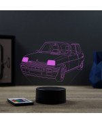 Lampe illusion 3D en verre acrylique gravée au laser représentant une voiture Renault R5 Alpine Turbo.