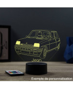 Lampe illusion 3D en verre acrylique gravée au laser représentant une voiture Renault R5 Alpine Turbo.