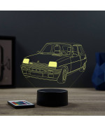 Lampe illusion 3D en verre acrylique gravée au laser représentant une voiture Renault R5 Alpine Turbo.