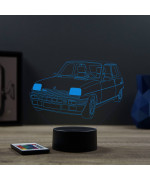 Lampe illusion 3D en verre acrylique gravée au laser représentant une voiture Renault R5 Alpine Turbo.