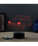 Lampe illusion 3D en verre acrylique gravée au laser représentant une voiture Renault R5 Alpine Turbo.
