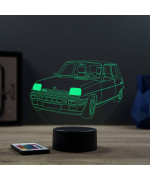 Lampe illusion 3D en verre acrylique gravée au laser représentant une voiture Renault R5 Alpine Turbo.