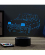 Lampe illusion 3D en verre acrylique gravée au laser représentant une voiture Renault R5 Alpine Turbo.