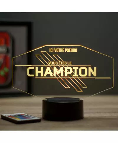 Lampe illusion 3D en verre acrylique gravée au laser représentant un visuel inspiré du jeu APEX.