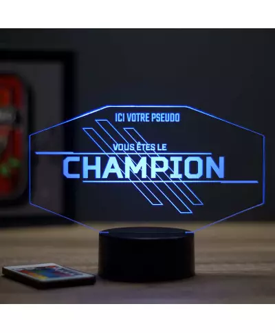 Lampe illusion 3D en verre acrylique gravée au laser représentant un visuel inspiré du jeu APEX.