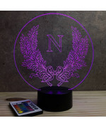 Lampe illusion 3D en verre acrylique gravée au laser représentant l'emblème de l'empereur Napoléon.