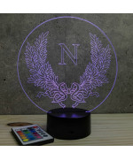 Lampe illusion 3D en verre acrylique gravée au laser représentant l'emblème de l'empereur Napoléon.