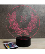 Lampe illusion 3D en verre acrylique gravée au laser représentant l'emblème de l'empereur Napoléon.