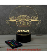 Lampe illusion 3D en verre acrylique gravée au laser représentant le visuel du bar  Central Perk.