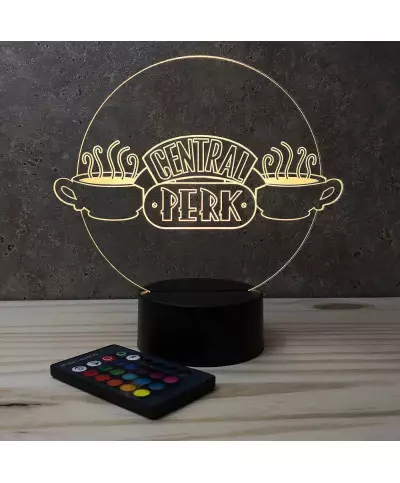 Lampe illusion 3D en verre acrylique gravée au laser représentant le visuel du bar  Central Perk.