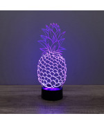 Lampe illusion 3D en verre acrylique gravée au laser représentant un Ananas.