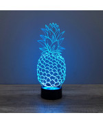 Lampe illusion 3D en verre acrylique gravée au laser représentant un Ananas.