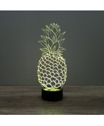 Lampe illusion 3D en verre acrylique gravée au laser représentant un Ananas.