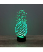 Lampe illusion 3D en verre acrylique gravée au laser représentant un Ananas.