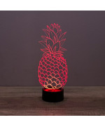 Lampe illusion 3D en verre acrylique gravée au laser représentant un Ananas.