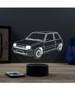Lampe illusion 3D en verre acrylique gravée au laser représentant une voiture Renault Super 5 Baccara.