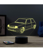 Lampe illusion 3D en verre acrylique gravée au laser représentant une voiture Renault Super 5 Baccara.