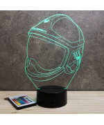 Lampe illusion 3D en verre acrylique gravée au laser représentant un Casque pompier F1-XF.