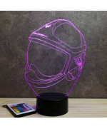 Lampe illusion 3D en verre acrylique gravée au laser représentant un Casque pompier F1-XF.
