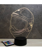 Lampe illusion 3D en verre acrylique gravée au laser représentant un Casque pompier F1-XF.