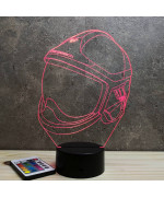 Lampe illusion 3D en verre acrylique gravée au laser représentant un Casque pompier F1-XF.