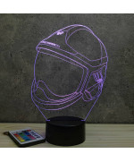 Lampe illusion 3D en verre acrylique gravée au laser représentant un Casque pompier F1-XF.