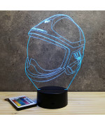 Lampe illusion 3D en verre acrylique gravée au laser représentant un Casque pompier F1-XF.