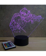 Lampe illusion 3D en verre acrylique gravée au laser représentant un Commando Français.