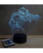 Lampe illusion 3D en verre acrylique gravée au laser représentant un Commando Français.