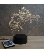 Lampe illusion 3D en verre acrylique gravée au laser représentant un Commando Français.