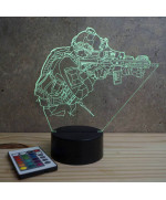Lampe illusion 3D en verre acrylique gravée au laser représentant un Commando Français.