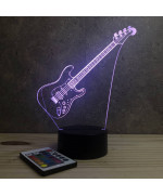 Lampe illusion 3D en verre acrylique gravée au laser représentant une guitare électrique.