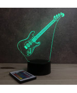 Lampe illusion 3D en verre acrylique gravée au laser représentant une guitare électrique.