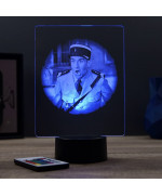 Lampe illusion 3D représentant un portrait de Louis de Funès.