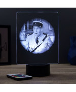 Lampe illusion 3D représentant un portrait de Louis de Funès.